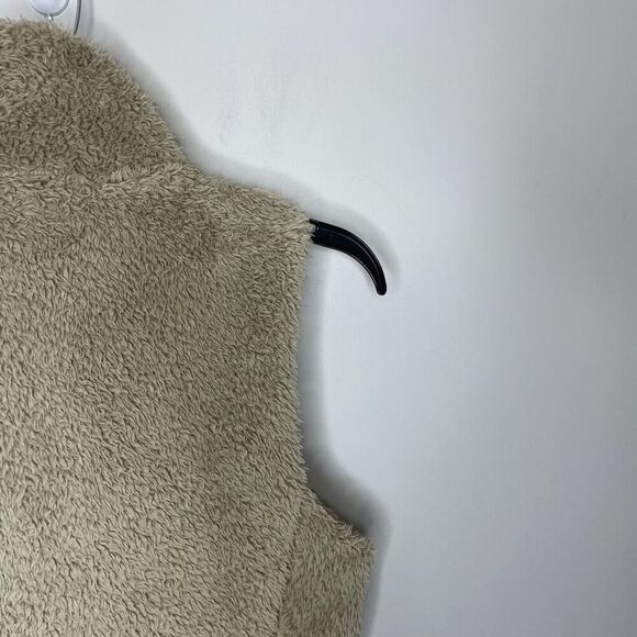 PATAGONIA Los Gatos Vest Womens Small Deep Pile Fluffy Pockets Full Zip Khaki - Picture 9 of 14